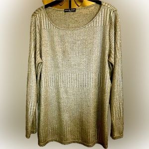 Kim & Cami Metallic/Champagne gold long-sleeved top Size XL